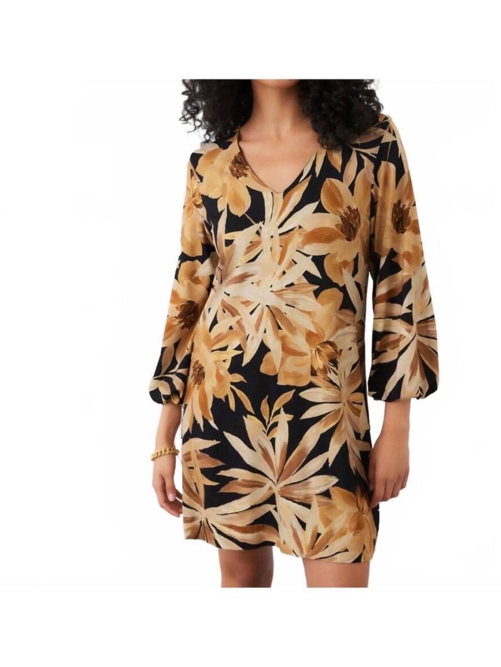 NWT Karen Kane Wild Thing Floral Print Shift Dress XL Blouson Sleeve